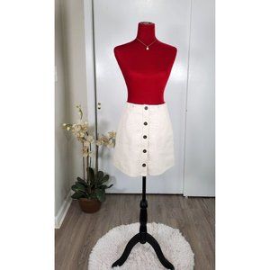NWT Banana Republic Cream Cotton/Linen Casual Buttons up Mini Skirt Size 0 1138